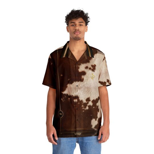 Cow Print Hawaiian Shirt Men Casual Wear Animal Print Shirt