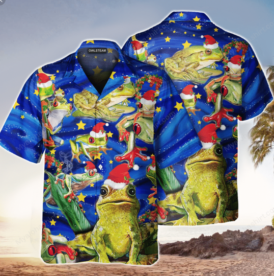 Frog Christmas Hawaiian Shirt, Short Sleeve Gift For Frog Lovers