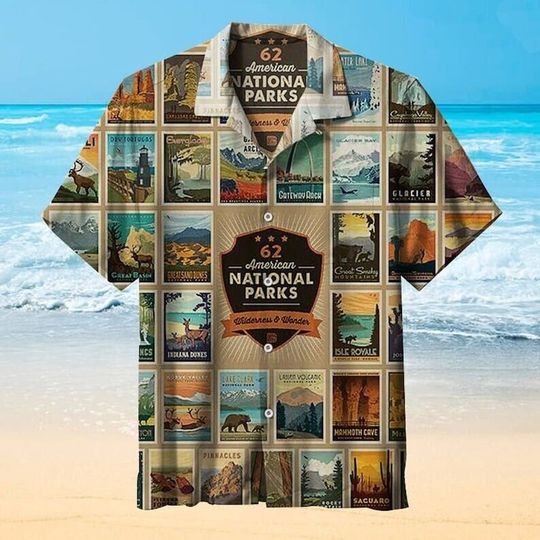 American National Park 62 Shirt, Wilderness Wonders Hawaiian Shirt