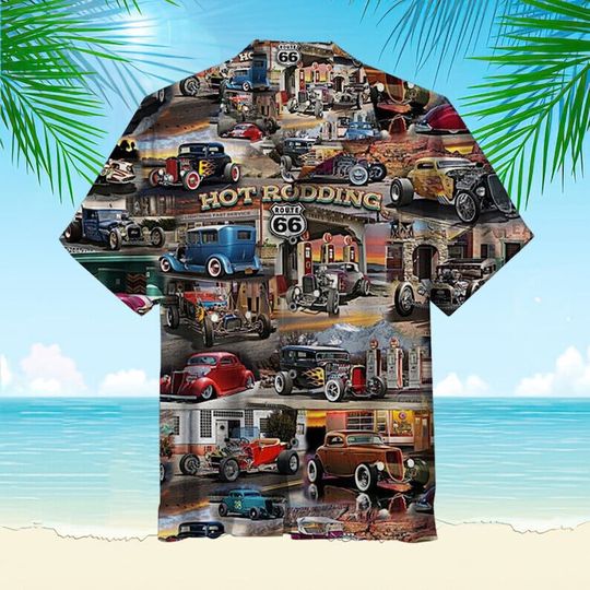 HOT ROD COLLAGE Hawaiian Shirt, 3D Hawaiian Aloha Shirt