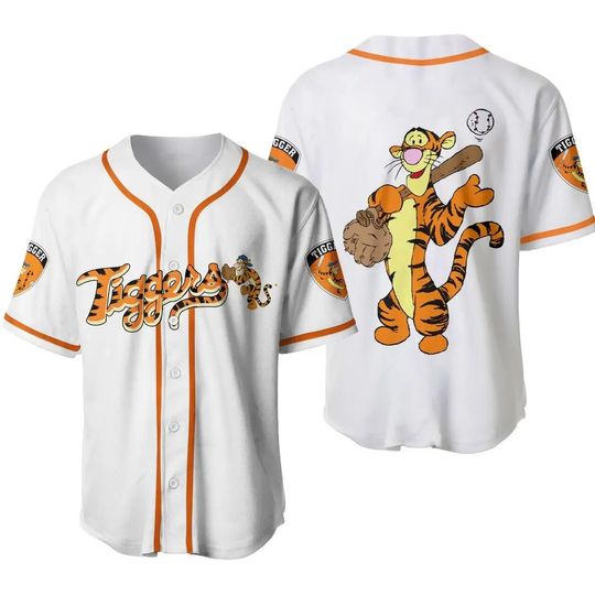 Tegger White Yellow Disney Baseball Jersey Tigger Winnie The Pooh Black Baseball Jersey