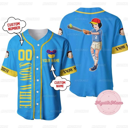 Personalized Snow White Jersey, Disney Snow White Baseball Jersey