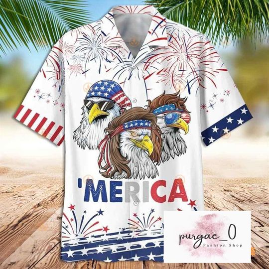 Eagle Hawaiian Shirt Merican Eagle Happy Independence Day Cool Hawaiian Shirts