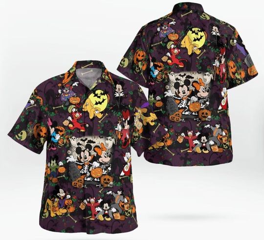 Discover Retro Halloween Hawaiian Shirt, Halloween Pumpkin Hawaiian Shirt