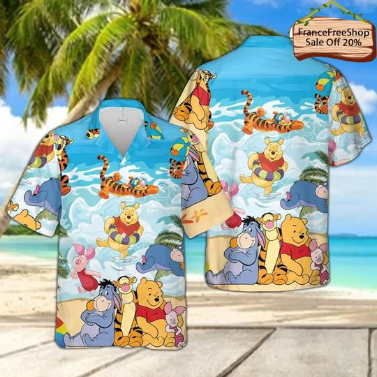 Winnie The Pooh Disney Tropical Forest All Over Print 3D Hawaiian Shirt