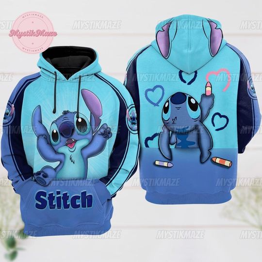 Stitch 3D Hoodie, Lilo Stitch Hoodie, Stitch Disney Hoodie, Stitch Hoodie