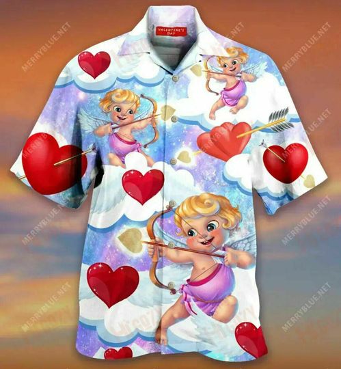 Falling in Love with Cupid Red Heart AOP 3D Hawaiian Beach