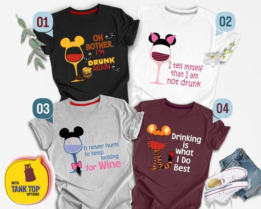 Winnie The Pooh Wine Glass Shirt, Disney Drinking Shirt