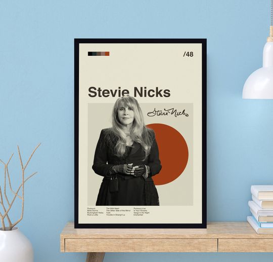 Vintage Stevie Nicks Poster, Mid Century Art Poster