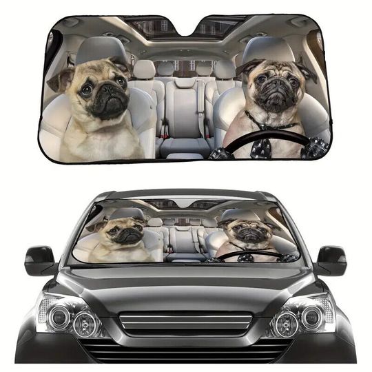 Cute Pug Dog Car Sunshade Visor For Sun Protection Interior Car Accessories