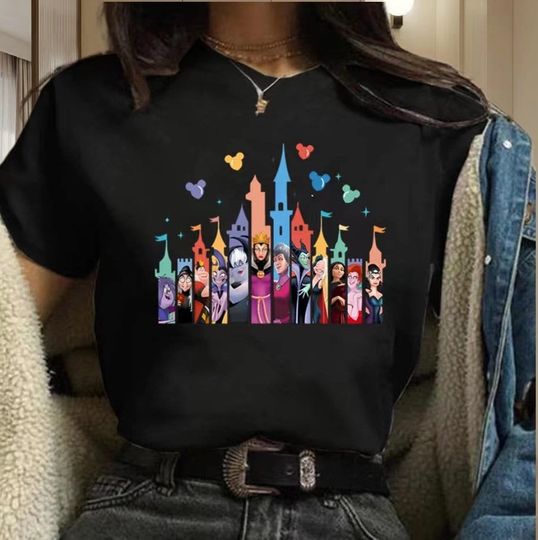 Princess Castle Shirt,Funny Villains Graphic Print Women Tshirt Harajuku 90s Girl,Disney Girl Trip,Gift for Her