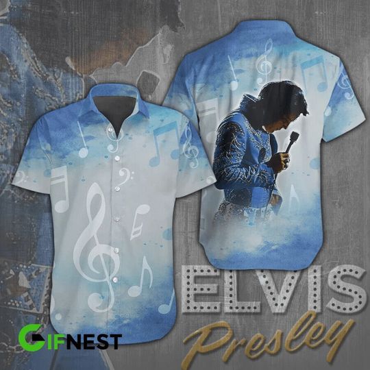 Blue Elvis Presley Hawaiian Shirt
