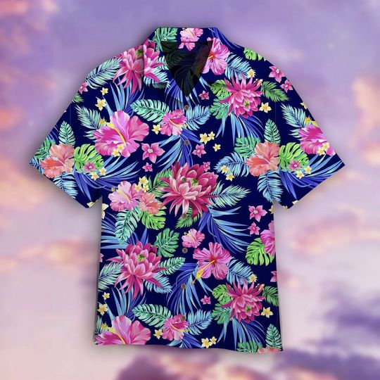 Vibrant Floral Hibiscus Flower Pattern Hawaiian Shirt