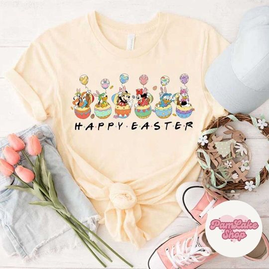 Mickey and Friends Bunny Eggs Balloons Disney Easter Shirt