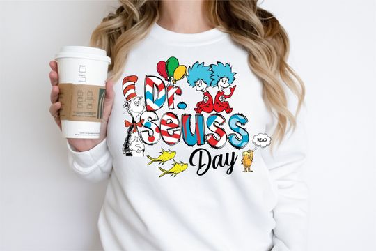 Discover Read Across America Cartoon Characters Sweatshirt, Read Across America