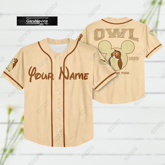 Winnie Pooh Owl Baseball Jersey, Disney Costume Owl Jersey, Owl Pooh Kids Adult Baseball Shirt, Disney Cartoon Kingdom Shirt