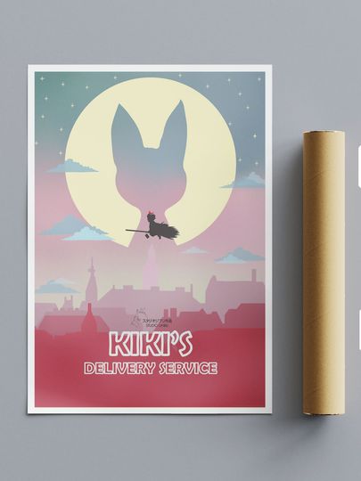Ghibli Kiki's Delivery Service Flying JiJi Shadow Poster