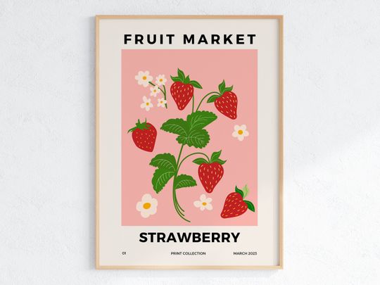 Fruit Market, Strawberry Print Premium Matte Vertical Posters