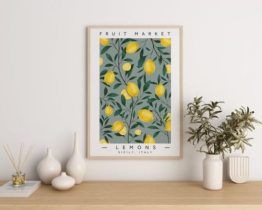 Discover Sicilian Lemons, Fruit Market Premium Matte Vertical Posters