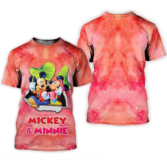 Discover Mickey Minnie Cracking Galaxy Pattern Mother's Day Birthday Tshirt 3D Printed