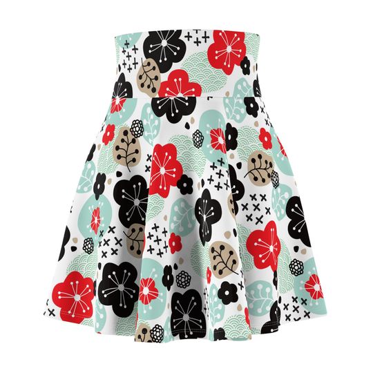 Unique Floral Skater Skirt, Women's Skater Skirt