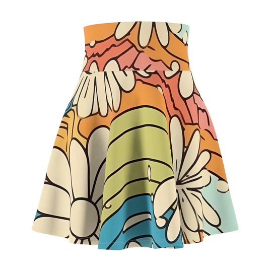 Boho Floral Skater Skirt, Women's Skater Skirt