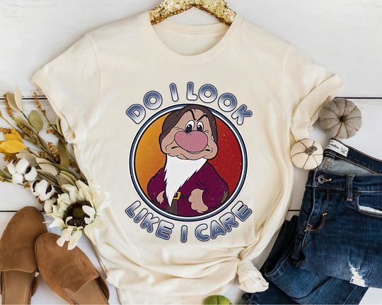 Disney Grumpy Do I Look Like I Care Shirt, Snow White and Seven Dwarfs Shirt, Disneyland Trip Shirt