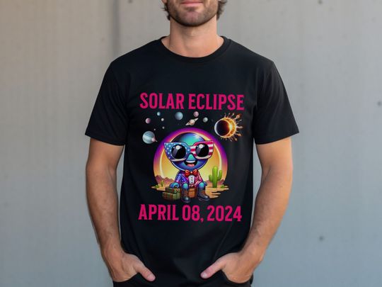 Solar Eclipse 2024 Alien Shirt, Astrology Eclipse Watching Party T-Shirt