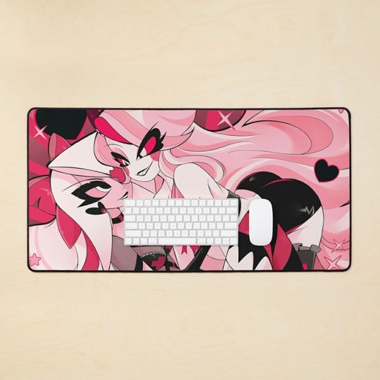 Vaggie And Charlie Hazbin Hotel Desk Mat, Hazbin Hotel Decor