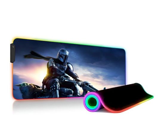 Star Wars Mandalorian LED RGB Mouse Pad, Disney Decor