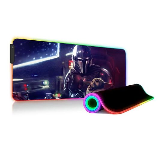 Star Wars Mandalorian LED RGB Mouse Pad, Disney Decor