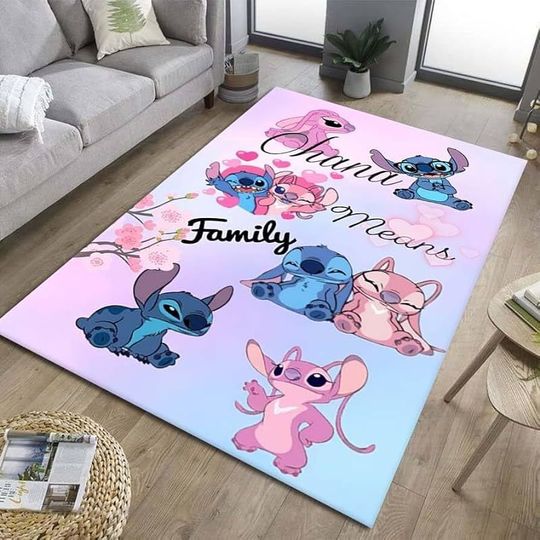 Stitch And Angel Couple Disney Rug, Cartoon Home Decor