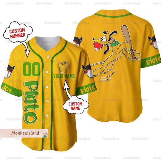 Pluto Baseball Jersey, Disney Pluto Jersey Shirt