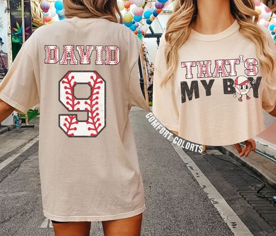 Tball Mom Shirt, Custom Baseball Top for Mom,  Baseball Mom Double Sided T-Shirt