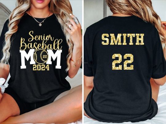 Discover Senior Baseball Mom Shirt 2024,Custom Baseball Mom Double Sided T-Shirt