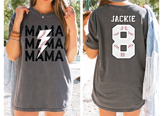 Discover Customized Baseball Mama Double Sided T-Shirt