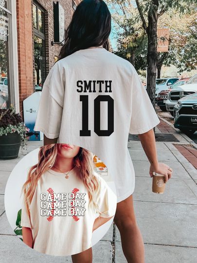 Custom Baseball Game Day Shirt, Retro Baseball Double Sided T-Shirt