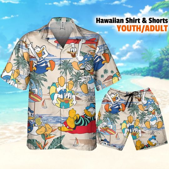 Disney Donald Duck Summer Vacation Hawaii Shirt, Disneyland Button Up Shirt, Aloha Donald Duck Hawaiian Shirt, Disney Summer Vacation Shirt