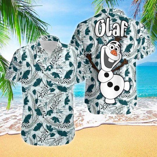 Funny Olaf Green Leaves Olaf Tropical Father's Day Hawaiian Shirt
