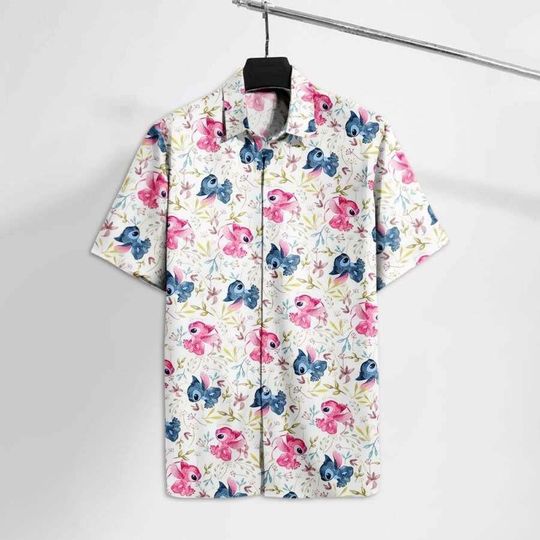 Stitch And Angel Matching Couple Lilo And Stitch Fans Gift Hawaiian Shirt