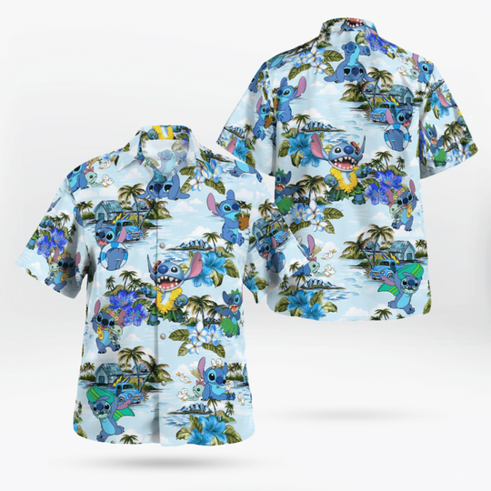 Discover Stitch Aloha Tropical Summer Vibes Palm Tree Beach Hawaiian Shirt