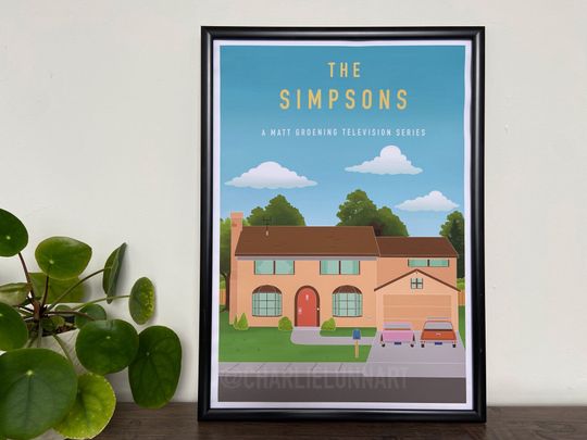 The Simpsons Poster, Minimalist Movie Poster, Wall Art Print