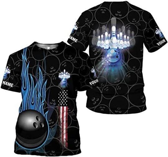Personalized 3D All Over Print Bowling T Shirt, Men Bowling Shirts