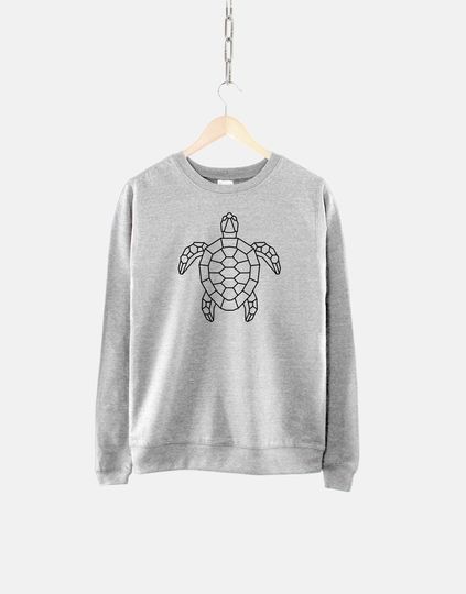 Discover Geometric Sea Turtle Sweatshirt - Geometric Giant Green Sea Turtles Beach Sweater - Marine Biologist Nautical Sea Jumper