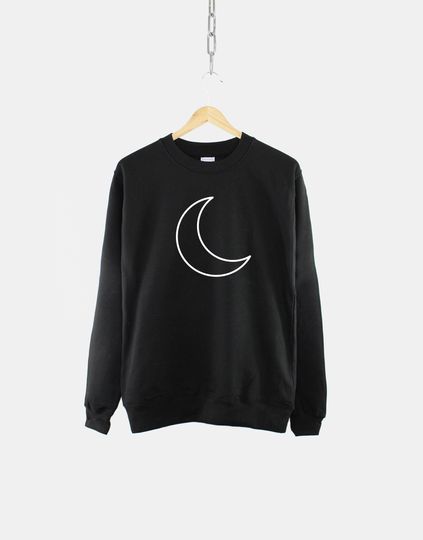Discover Half Moon Sweatshirt - Goth Crescent Moon Shirt - Black Moon Phases Sweatshirt