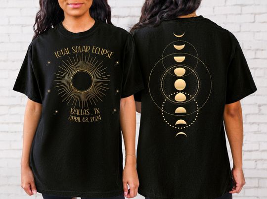 Personalized Total Solar Eclipse 2024 Shirt, April 8 2024 Astronomy Gift
