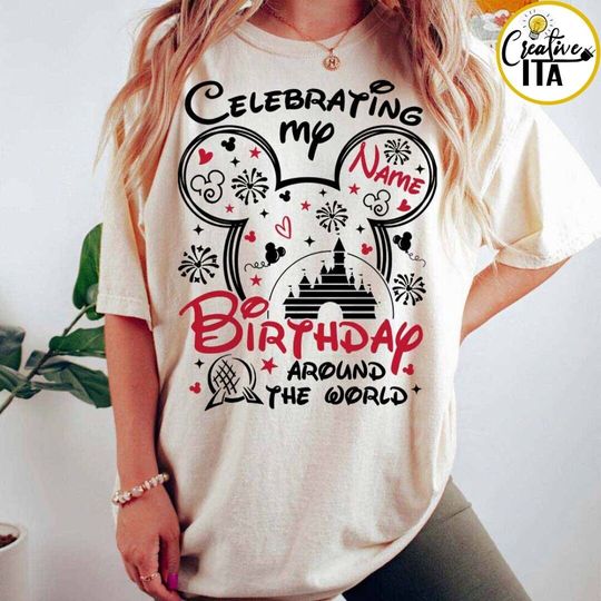 Discover Personalized Celebrating Disney Birthday Around the World Shirt