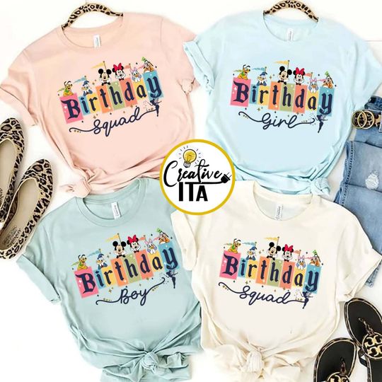 Discover Personalized Disney Mickey & Friends Birthday Party Shirt