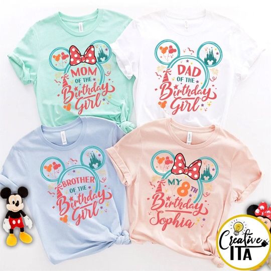 Discover Personalized Mickey Minnie Ears Disney Family Birthday Shirt