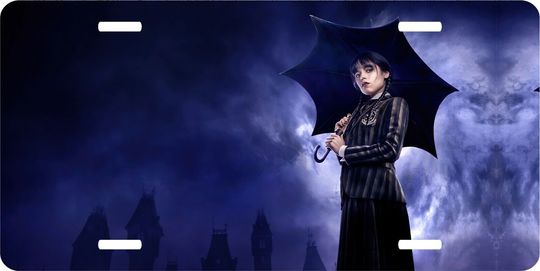 Wednesday Addams Umbrella License Plate